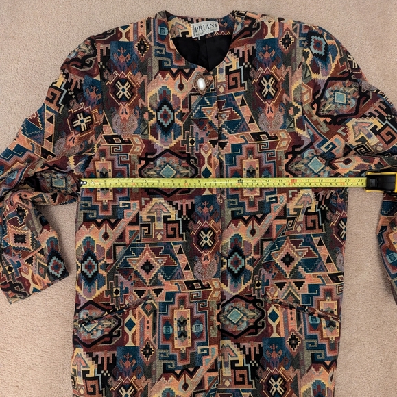 Vintage Woven Tapestry Western Boho Aztec Oversized Blazer Jacket Coat Bohemian - Picture 9 of 10